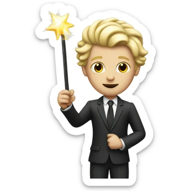 Blonde man in suit with magic wand  sticker