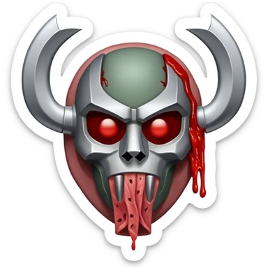 A piece of meat with a MF DOOM mask on top of it sticker