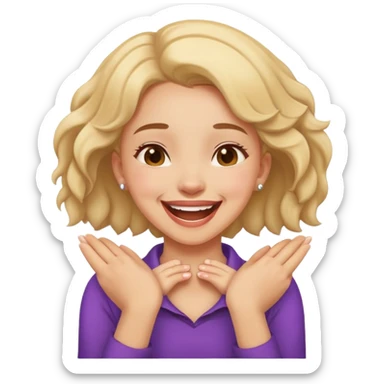 girl holding her neck with hands and laughing  sticker