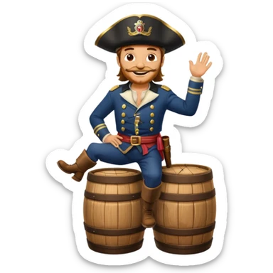 Captain Morgan with his foot up on a barrel sticker