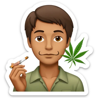 realistic portrait of a man smoking weed sticker