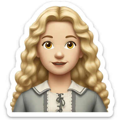 Mary Ingalls with long wavy  blonde hair pretty and detailed and realistic sticker