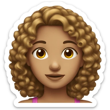 Girl with medium curly hair and brown eyes sticker