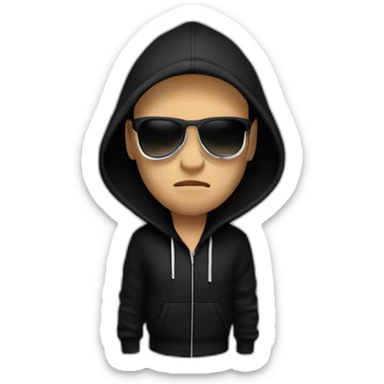 DJ Snake serious attitude front view wearing a BLACK hoodie showing a punch hand sticker