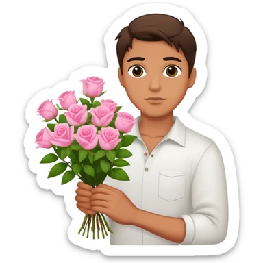 The bad boy is holding a bouquet of pink jasmine roses sticker