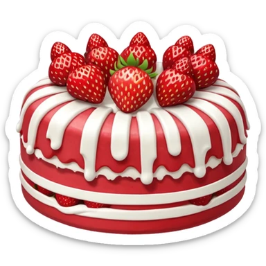 Strawberry cake Bundt cake with white frosting stripes  sticker