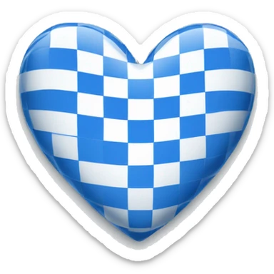 A blue and white checkered heart sticker