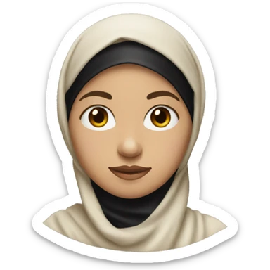 a light skinned female with a black headscarf shawl on her head sticker