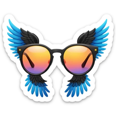 colourful hipster sunglasses with wings sticker