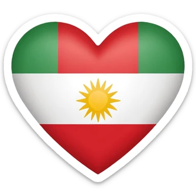 flag of Kurdistan, heart-shaped, emoji style sticker