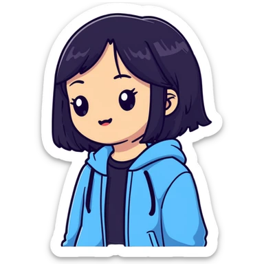 Jennie from BLACKPINK K-pop idol with black hair sticker