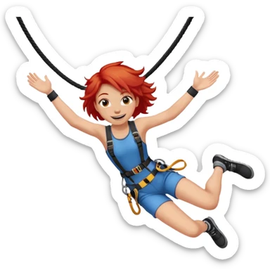 bungee jumping face only with hair flying red hair long sticker