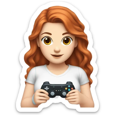 White girl, auburn hair, with a Nintendo switch controller sticker