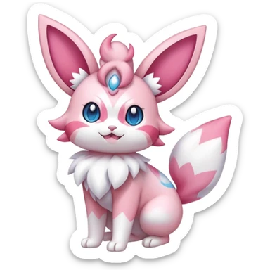 Sylveon-Skitty-Fakémon-hybrid-creature (full body)  sticker