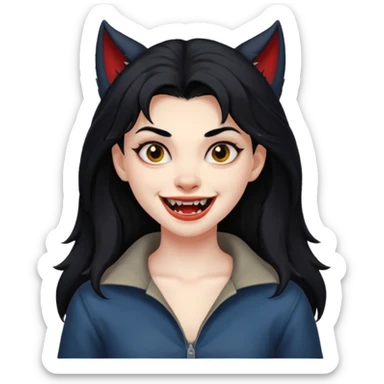 Werewolf black hair girl with a smile sticker