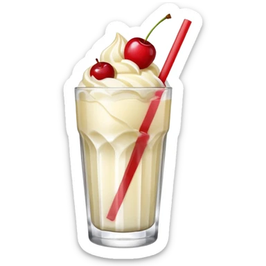 Japanese Cream soda clear glass with ice and vanila + cherry on top sticker