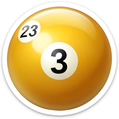 golden billiard ball with the number 23 sticker