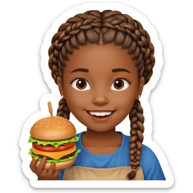 young black girl viking eating burger sticker