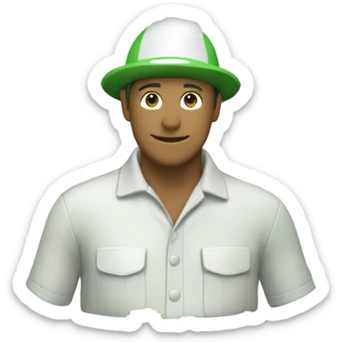 gardener pith helmet jacket white green trees  sticker