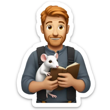 Read head man holding rat sticker