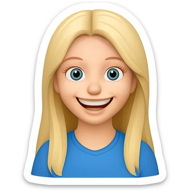 Make her smile wider in the style of emoji with transparent background. The original style 'emoji' does not support editing, so using the general style to respect the emoji look. sticker