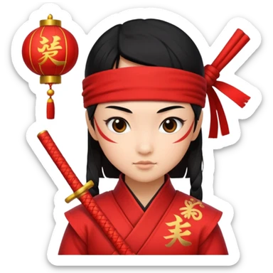 Ninja Girl ,Chines new years sign sticker
