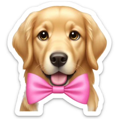 Golden retriever with pink bow  sticker