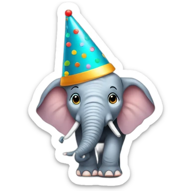 elephant with partyhat sticker
