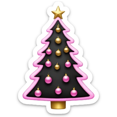 Black gold and pink Christmas tree sticker