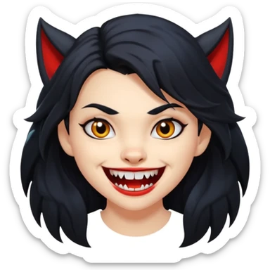 Werewolf black hair girl with a smile sticker