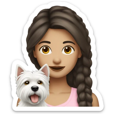 Brunette girl with westie sticker