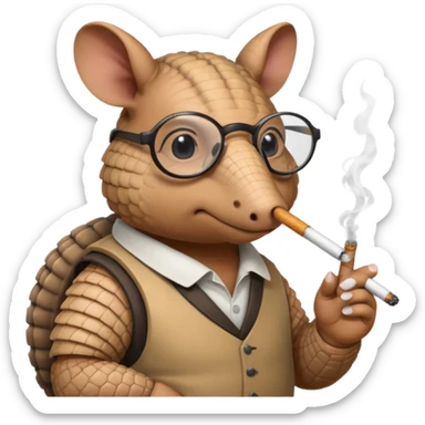 armadillo smoking cigarette whos always coding 24/7 sticker