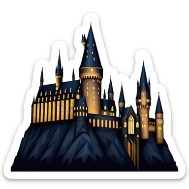 silhouette Hogwarts castle on a starry night sticker