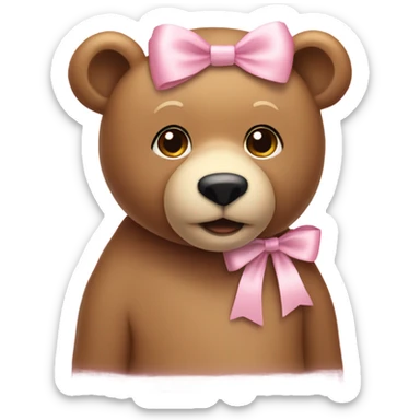 Light brown bear with light pink bows sticker