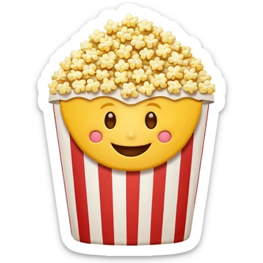 Smiling Emoji with 👀 for eyes and is eating popcorn 🍿 sticker