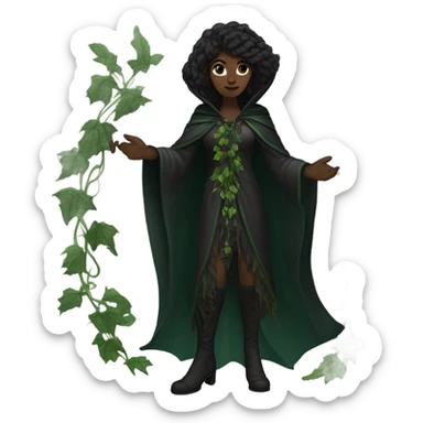 the morrigan dark version green man vines style furr robe stylish boots sticker