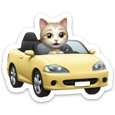 Cat driving a car sticker
