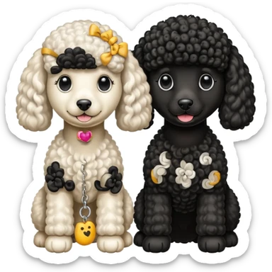 Dos caniches,uno blanco y el otro negro,QUE SEA RAZA CANICHE  sticker