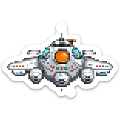 1960s retro space cruiser with round portholes sticker