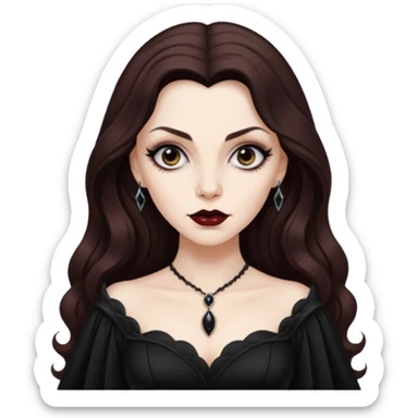 vampira cabelo ondulado longo marrom legal sticker