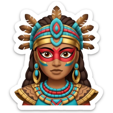 face full maya mask tradational mayan woman warrior half boudy  sticker