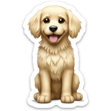 Light blonde small puppy with shaggy fur full body sticker