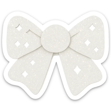 Make the glitter bow white with shimmering texture, elegant and festive, no background. The style should be elegant and festive with a shimmering texture. sticker