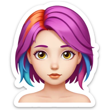 girl with multicolored hair sticker