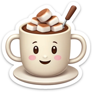 white cup with cocoa and marshmallows sticker