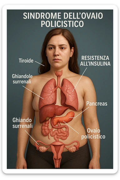 Donna con insulina fuori controllo  in 3D immagine medica donna pcos in italiano sticker