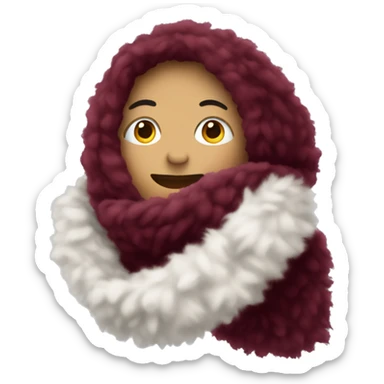 Burgundy fluffy scarf sticker