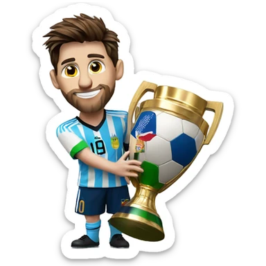 Leo messi with a world cup trophy sticker