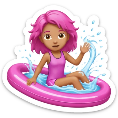 girl on a pink waterslide splashing water sticker