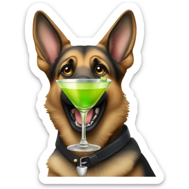 german shepard drinking a martini  sticker